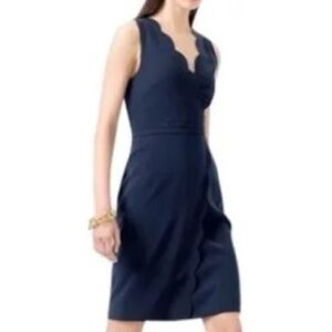 NWT J. Crew Scallop Faux Wrap Crepe Sheath Dress Size 8